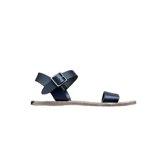 Steve Madden Black Thick Chunky Strap Flat Sandals Minimalist Ankle Simple - Picture 1 of 10